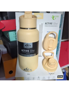 Hydrapeak Actice 32oz Stainless Steel Insulated Water Bottle Set Straws/3 Lid